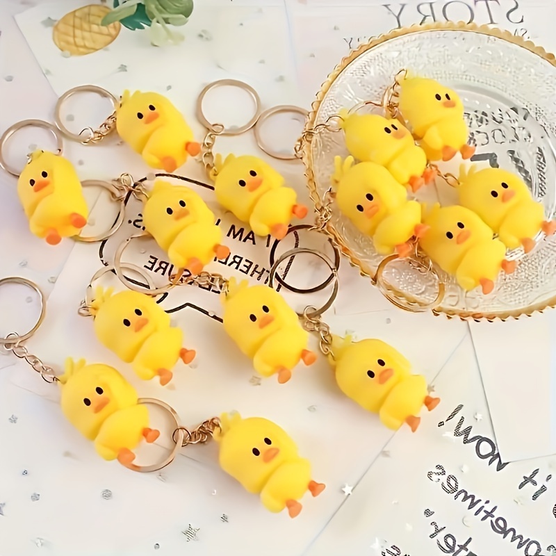 

10-piece Cute Duckling Keychains - Durable Silicone, Ideal For Car & Bag Decorations, Perfect Birthday Gifts & Party Favors