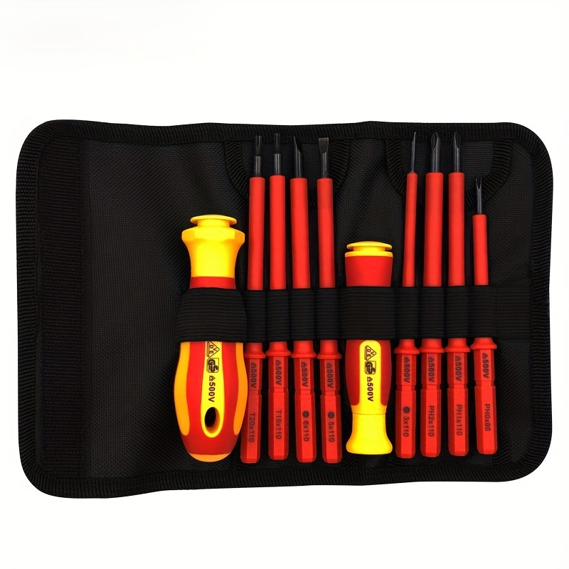 

1pc Screwdriver Set Bag Household Repair Electrician Anti-electric Screw Tool Box Contains Ten Computer Repair Installation Socket Electrical Installation Tools Industrial Tools