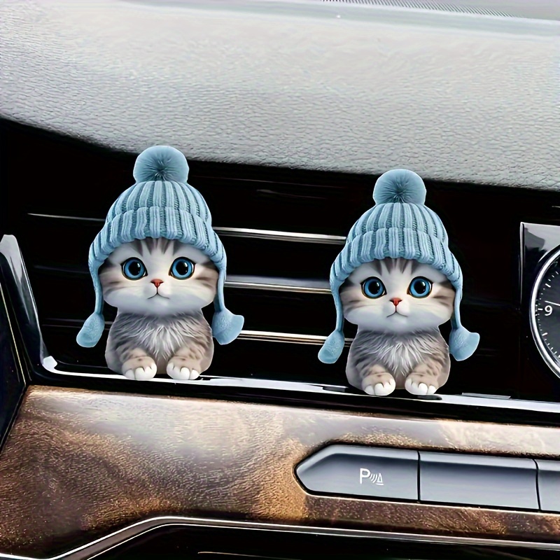 

2pcs Cute Cartoon Cat Air Freshener, Acrylic Car Air Conditioner Decor With Amber Scent, Car Interior Fragrance With Perfume Stick/compressed Fragrance Sheet/incense Stick