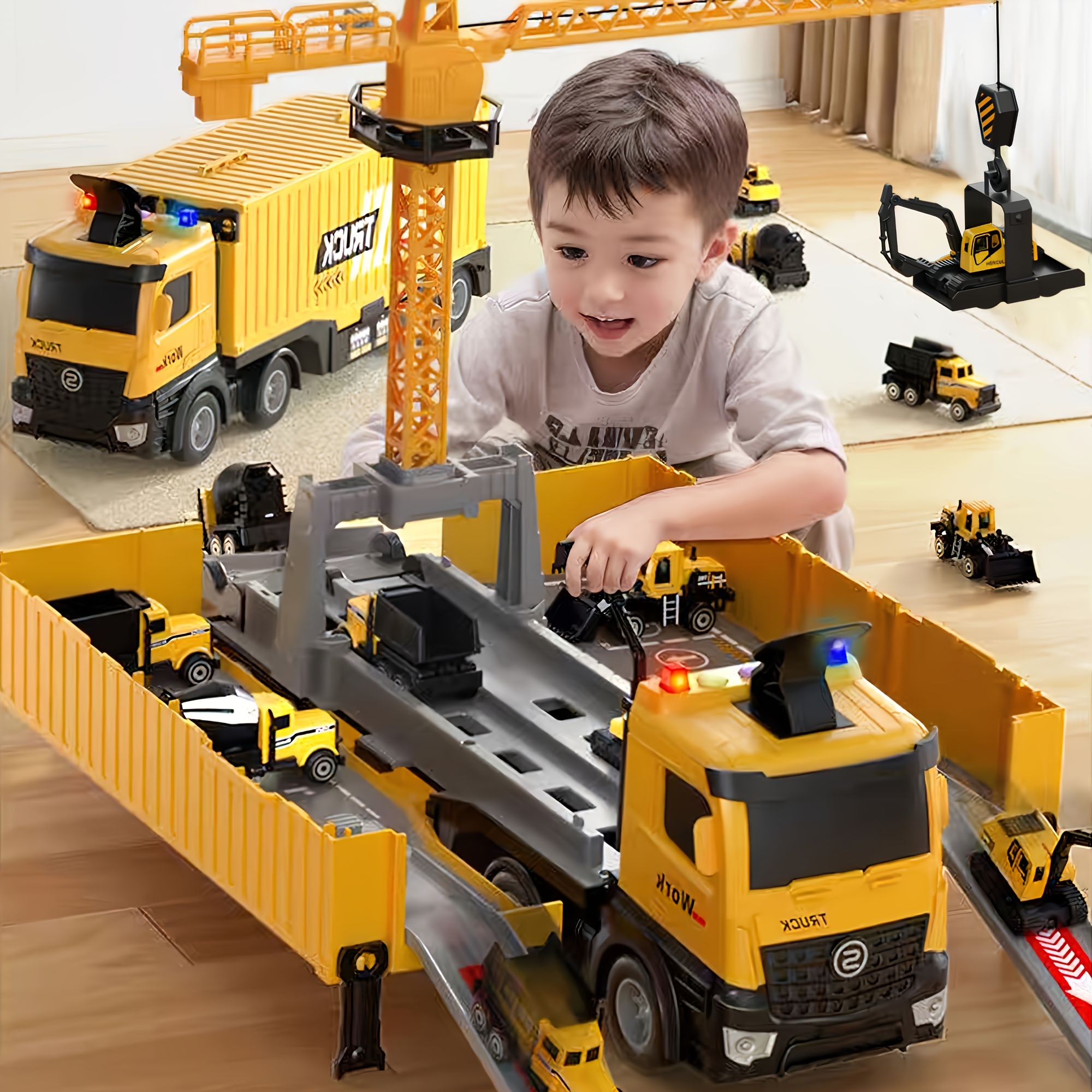 

Track Transformer Track Container - Friction Operated Alloy Race Car, Truck, For Boys And Girls For Halloween, Thanksgiving And Christmas!