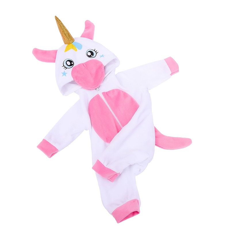 Unicorn-themed Onesie For 17-inch Dolls (doll Not Included). Features A Unique Hooded Design, Attractive Color-blocking, And Soft Fabric To Add To Your Childhood