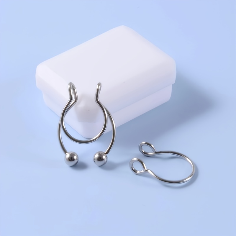 Image of 2pcs Set Unisex 304 304 Stainless Steel, Minimalist Fashion Spherical Decorative Non-piercing Nose Ring, Fashionable Body Jewelry Gift Suitable For Any Occasion