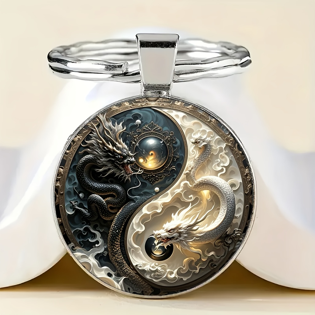 

Porte-clés Dragon Yin Yang [Confort ] – Pendentif Circulaire Élégant en avec Design de Dragon , pour Sacs, Sacs à Dos et Cadeaux Uniques, Décoration Dragon