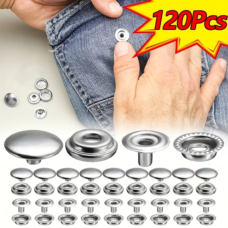 Image of 120pcs 15mm Durable Stainless Steel Snap Fastener Kit For Boat Covers Leather Crafts Jackets Bags And Clothing