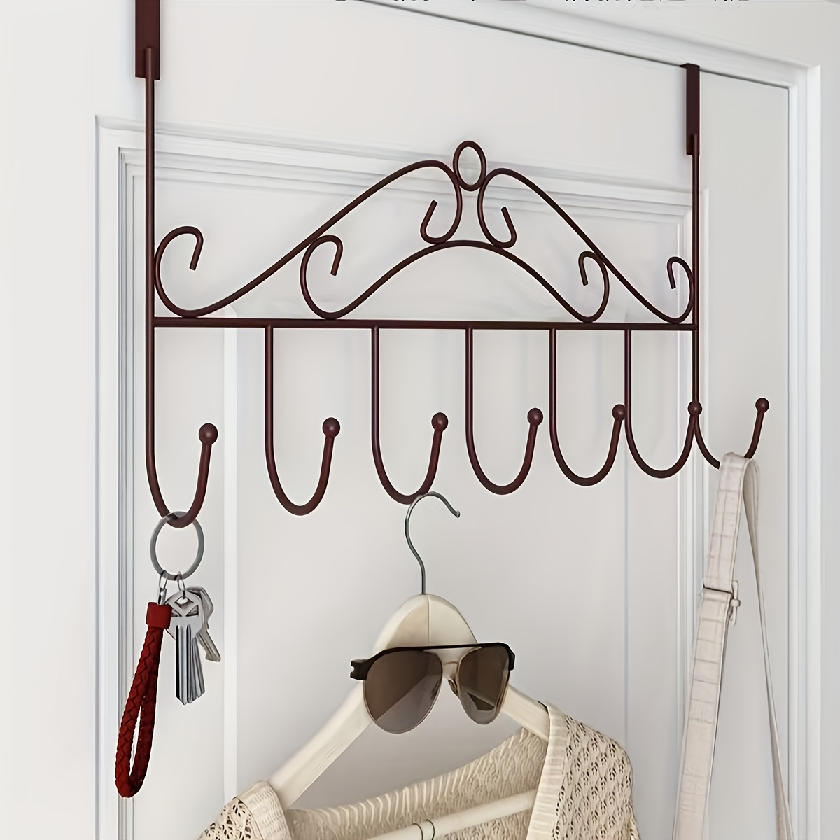 TEMU Multipurpose Door-back Hook, Door-back Hanging Rack, Used For Hanging Bags, Hats, Towels, Suitable For Bathroom, Bedroom, Utility Hooks
