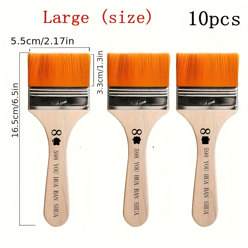 TEMU 10pcs Nylon Bristle Brush Set: Palette Knife Brush, Painting Brush, Line Brush, Paint Brush For Art, Gouache, Watercolor, Oil Painting, Acrylic