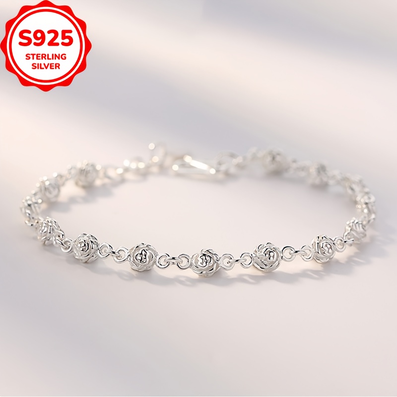 Hypoallergenic Rose Flower Bracelet with Anti Oxidation Box