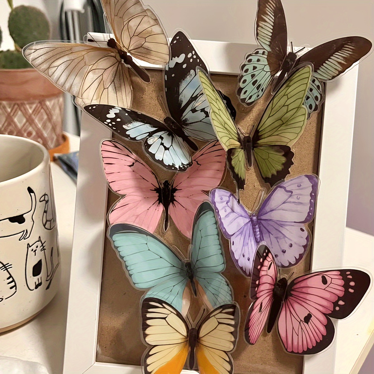 

32-piece Vibrant 3d Butterfly & Flower Decor Set - Perfect For Gifts, Selfies, And Live Streaming Backdrops