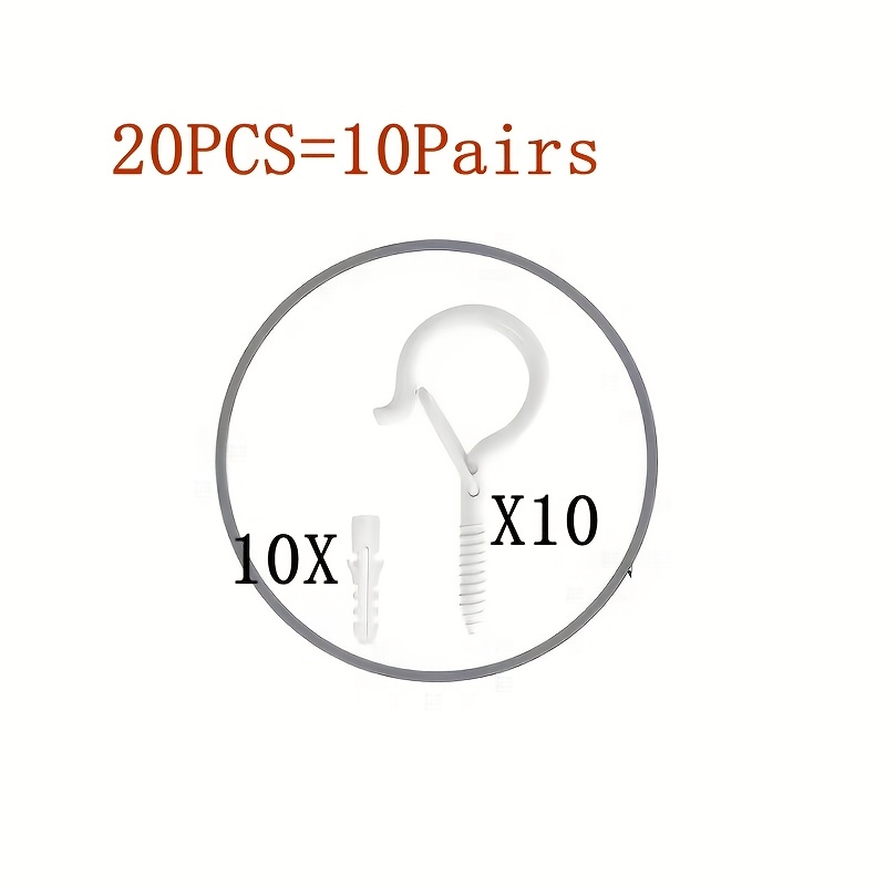 TEMU Ganci da soffitto multifunzionali antiruggine da 20 pezzi = 10 con di , ganci a metallo facili da installare per illuminazione esterna e