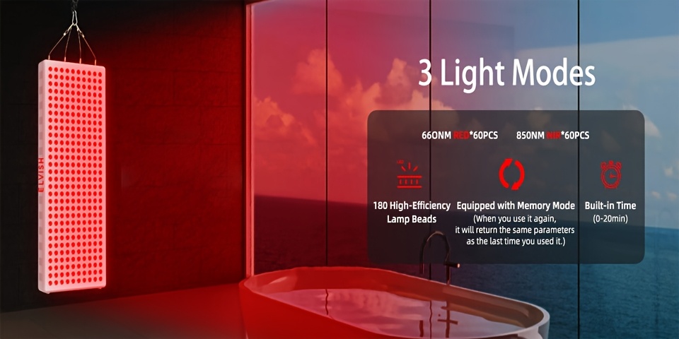 red light   panel 660 nm 850 nm built in timer 300 leds for sleep promotion body strengthening fatigue relief and   e1500 suitable for   men and women holiday gift Product details 1