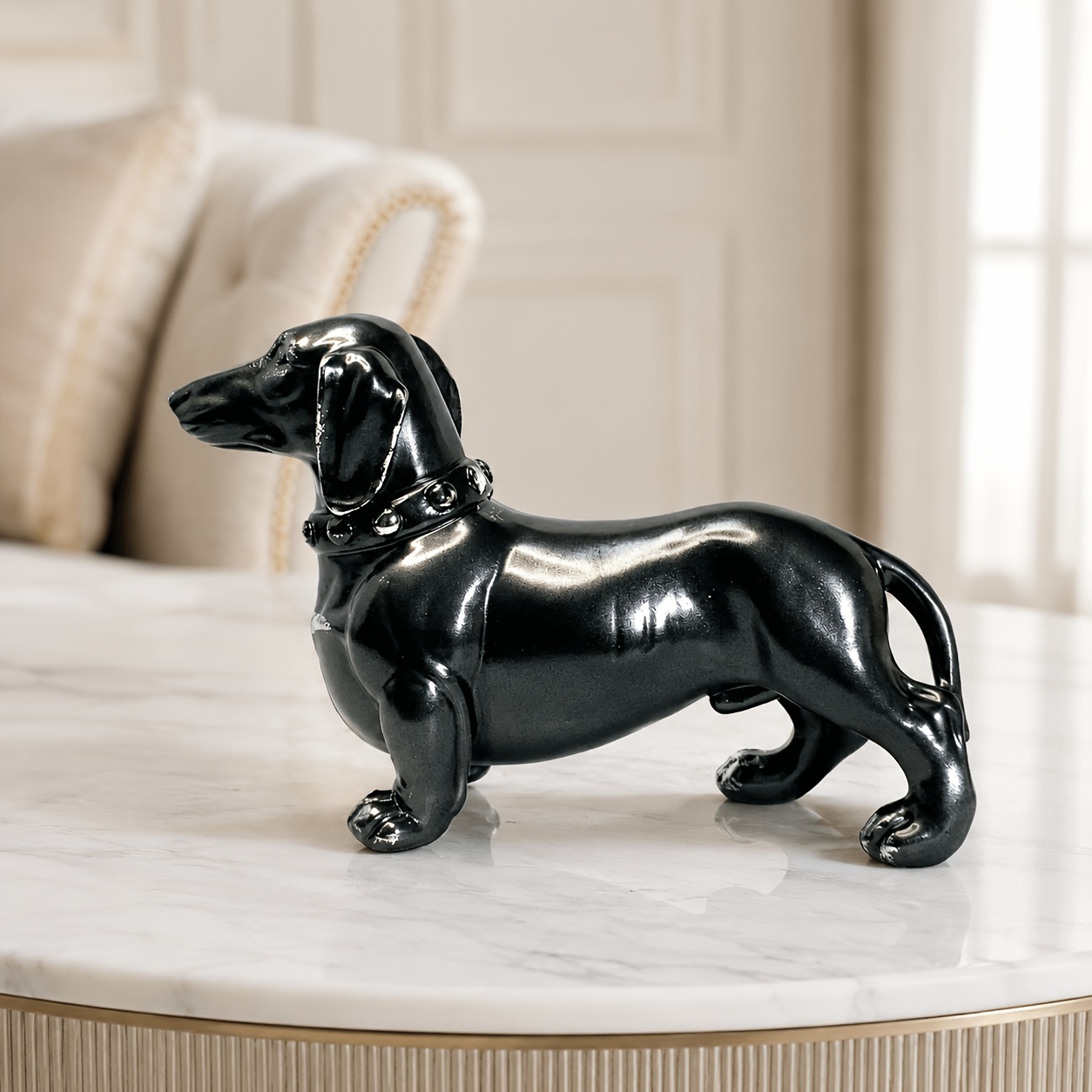 schwarze dackel statue wohnkultur deko wohnzimmer
