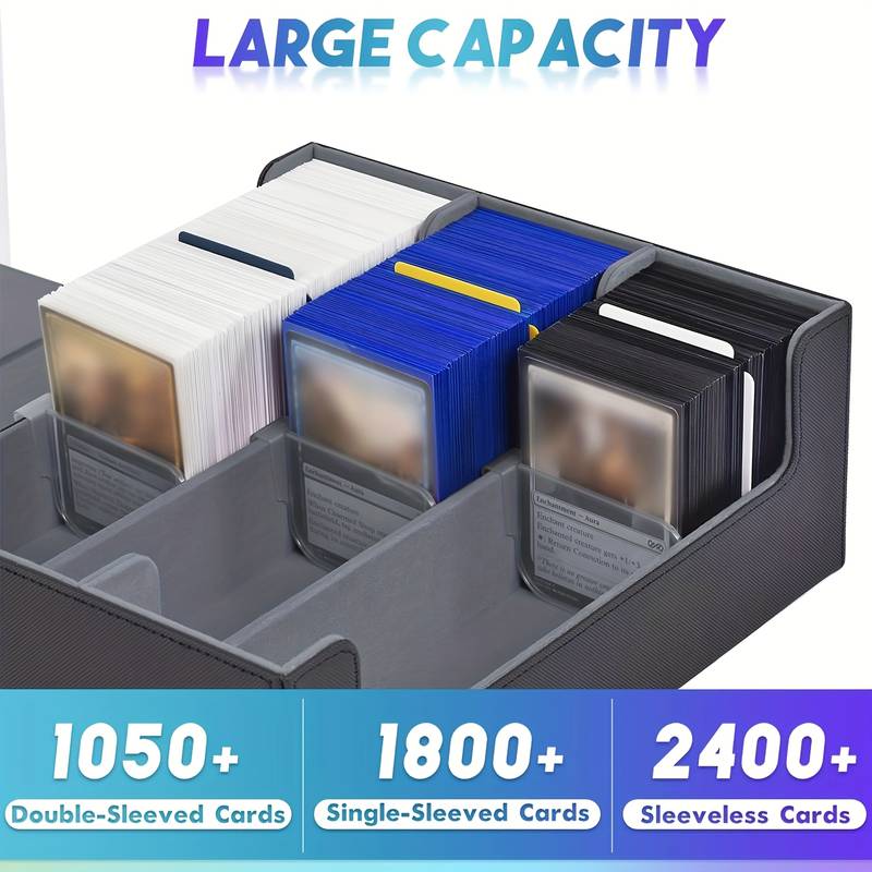 Boîte De Rangement Pour Cartes à Collectionner - Capacité 3900+ Cartes - Fermeture Magnétique, 5 Niveaux - Avec 48 Séparateurs Colorés - Couleur Gris
