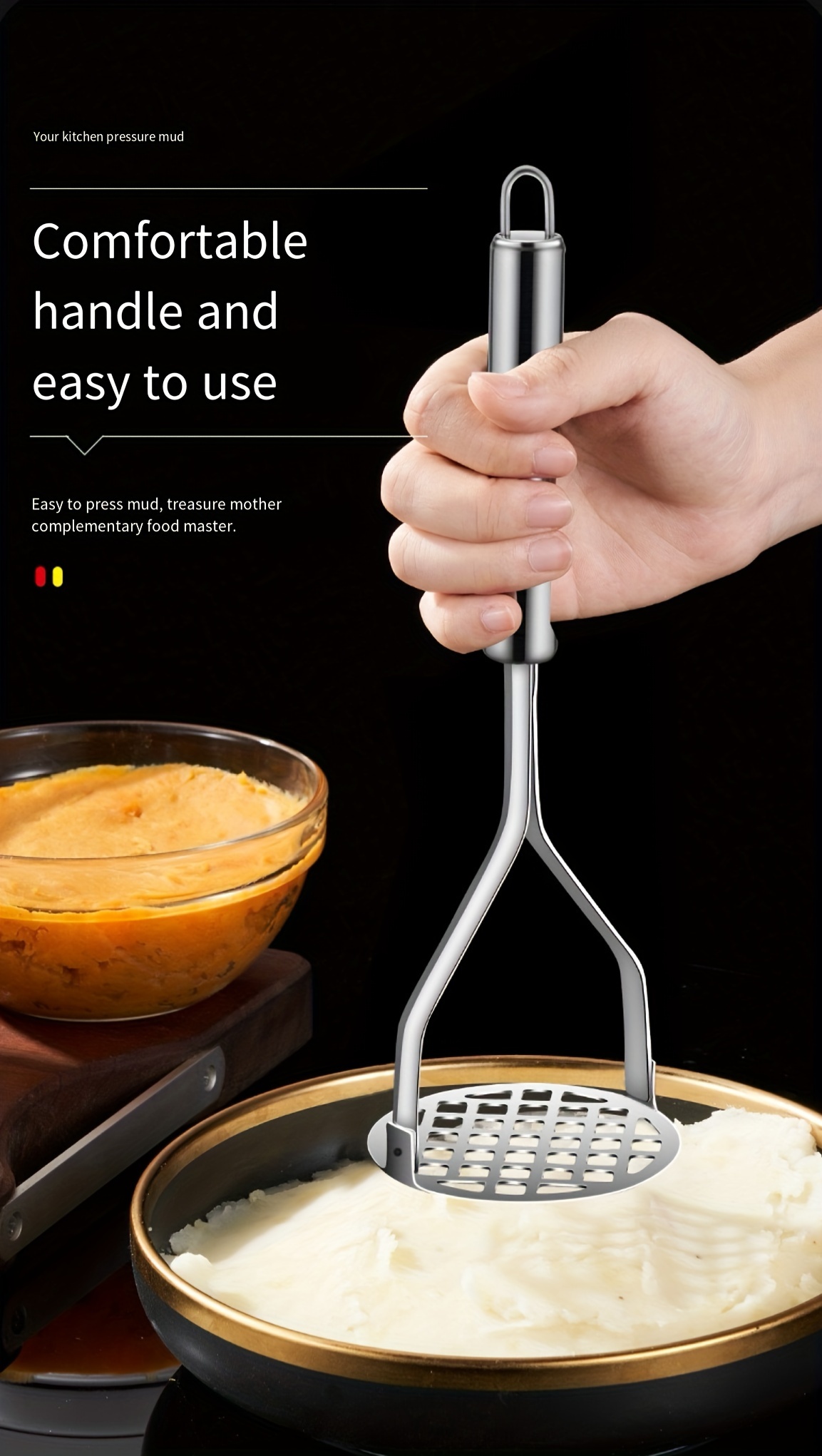 stainless steel potato masher   manual press for perfect     gadget for   food more home use potato masher details 6