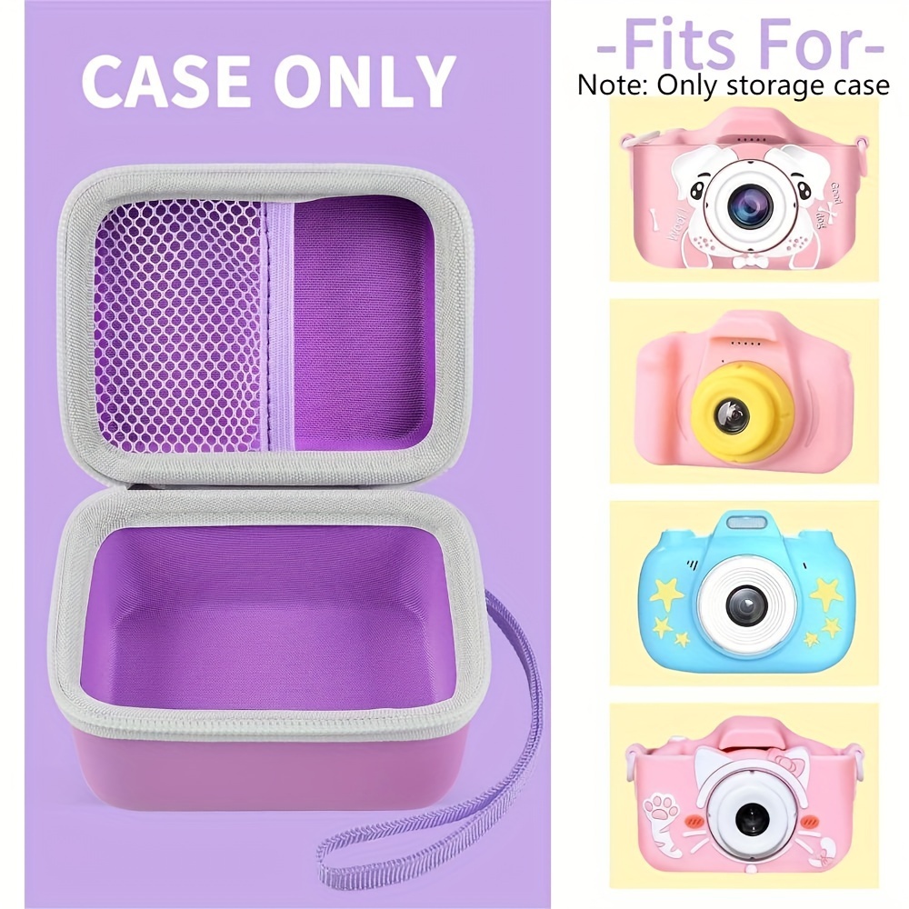 

1pc Purple Eva Hard Camera Case For Kids Digital Camcorder, Shockproof Storage Box With Mesh Pocket, Spinner Wheel, Compatible With ////gofunl// - Cable Accessory Organizer