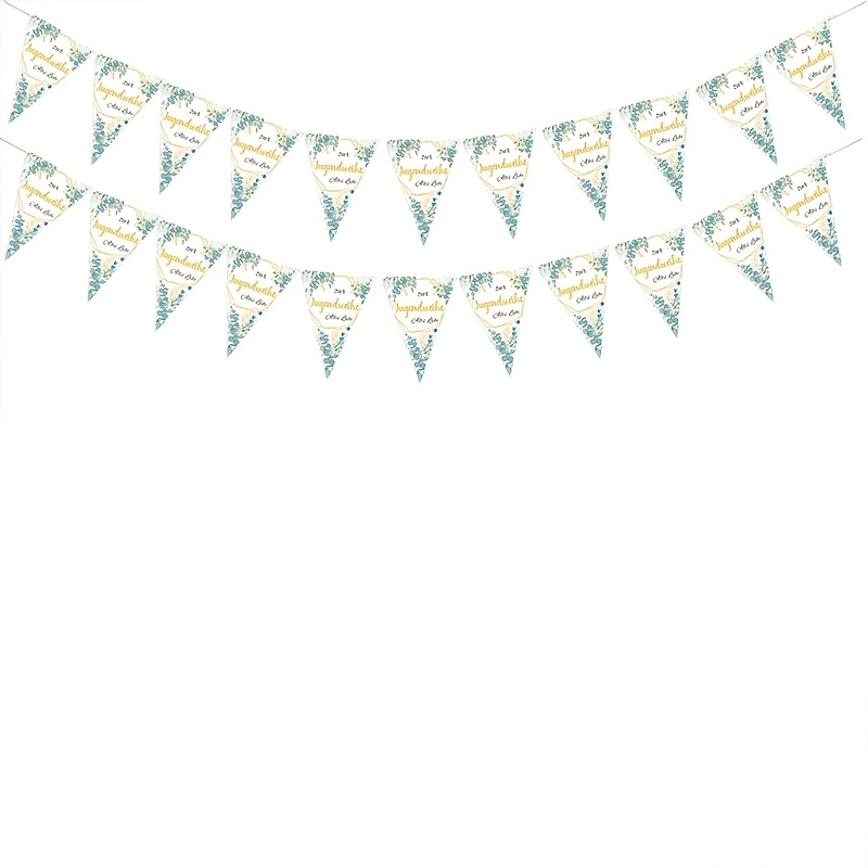 12pcs/set Eucalyptus Leaf Triangle Pennant Banner, Adult Ceremony Scene Decoration Hanging Flags