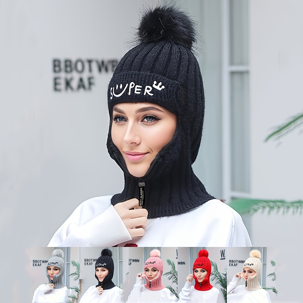 

1pc Warm Neck Gaiter Balaclava, Ski Bike Half Face Cover Warmer Winter Sports Hats For Women