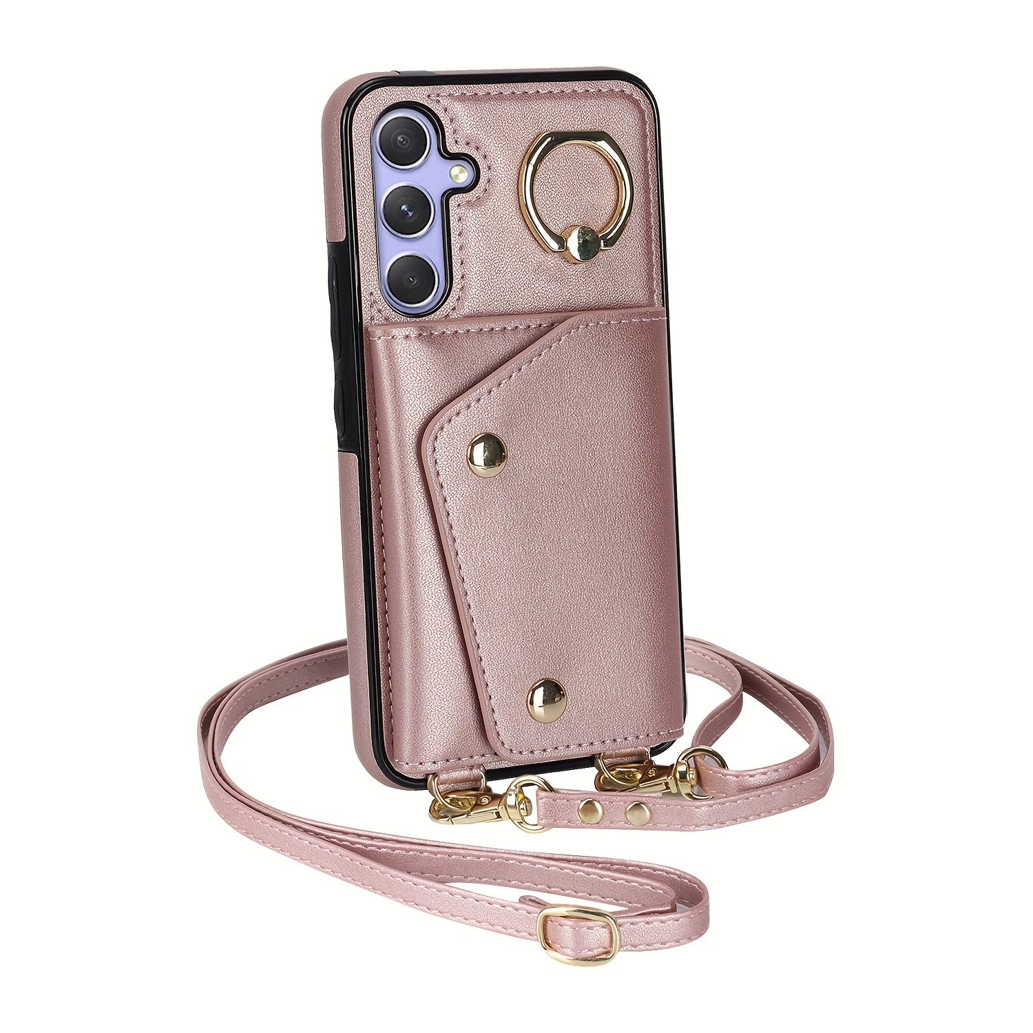 TEMU Phone Case: Crossbody Wallet Women Case For Galaxy S25 Edge/s24/s23/ S22/s21 Plus/fe/ultra, Credit Card Holder Phone Case With Strap, Synthetic