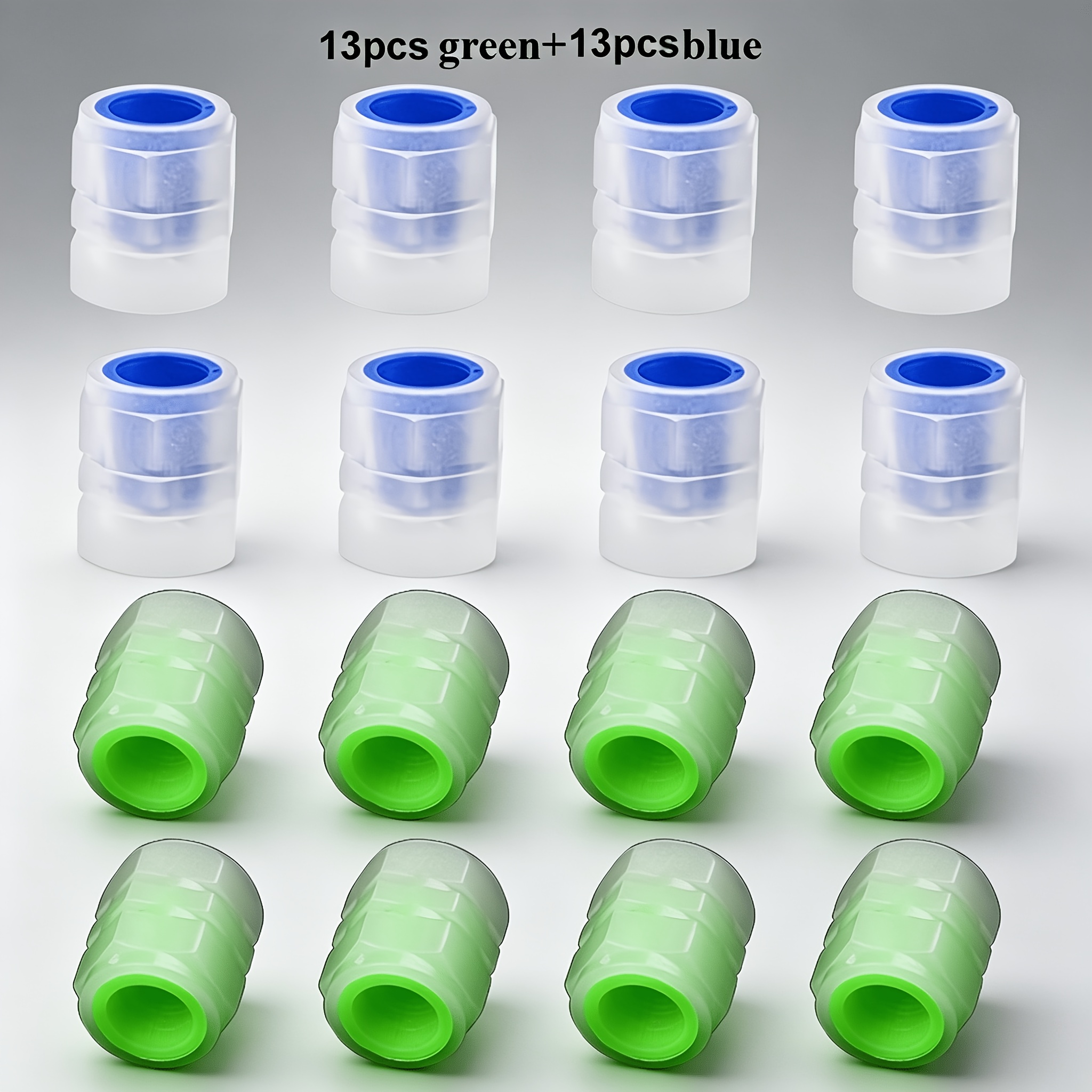 TEMU Juego de 26 tapones de vástago de válvula luminosos, 13 azules + 13 verdes, tapones de válvula fluorescentes universales los modelos de coches,