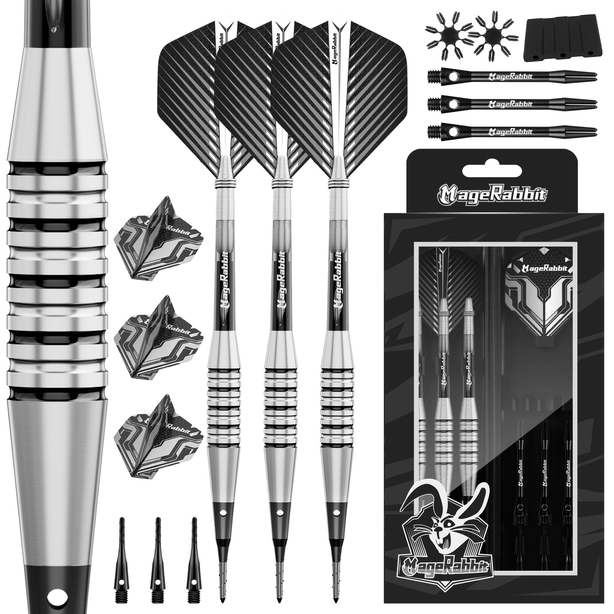 Magerabbit Darts 18g 3pcs+extra Dart Flights And Alum Shafts, Electronic Darts For Electronic Dart Board