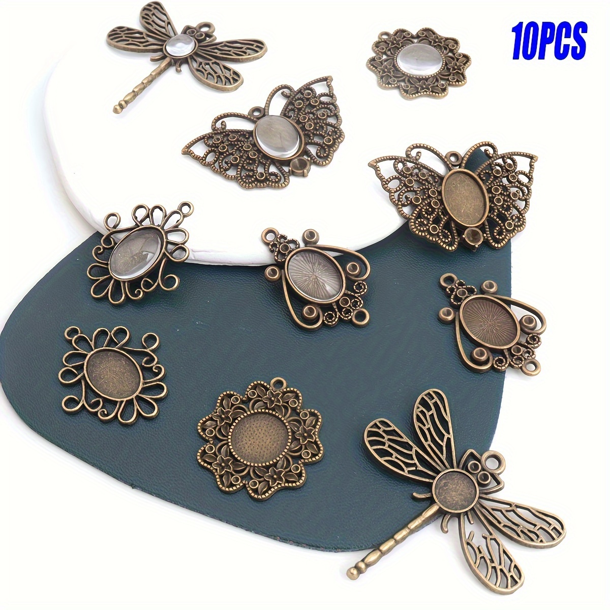 E-shop 10 Libelle/Schmetterling/Blütenblatt Kunststoffbasen, Gothic-Stil Kunststoffhalter, Vintage Legierungs-Ohrstecker, Halsketten, Armbänder und