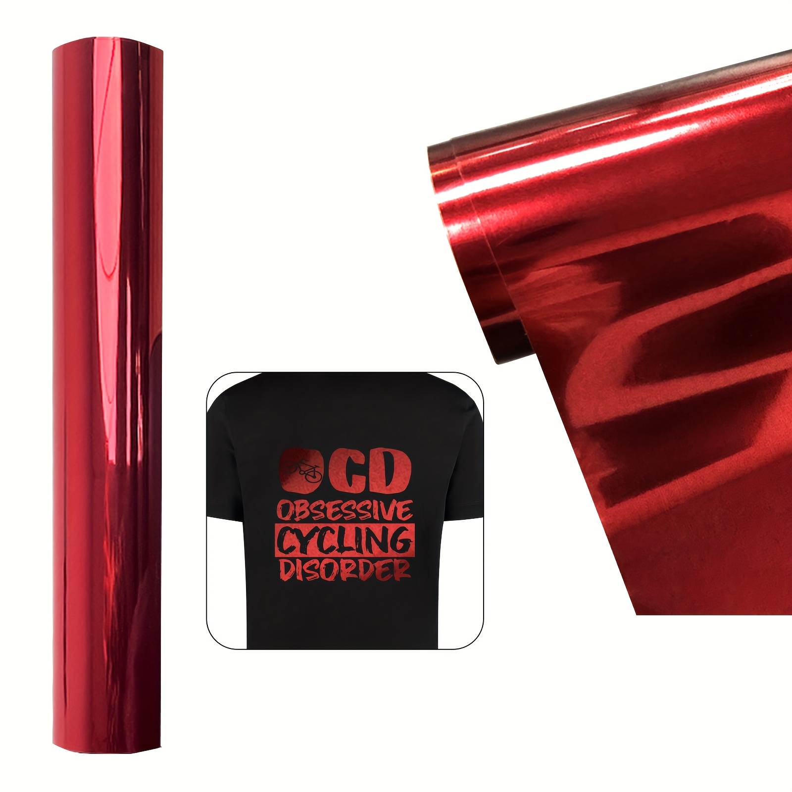 Image of Heat Transfer Vinyl Roll, 12in*6ft Mirror Hard Metal Engraving Film Roll Vinyl For Garments