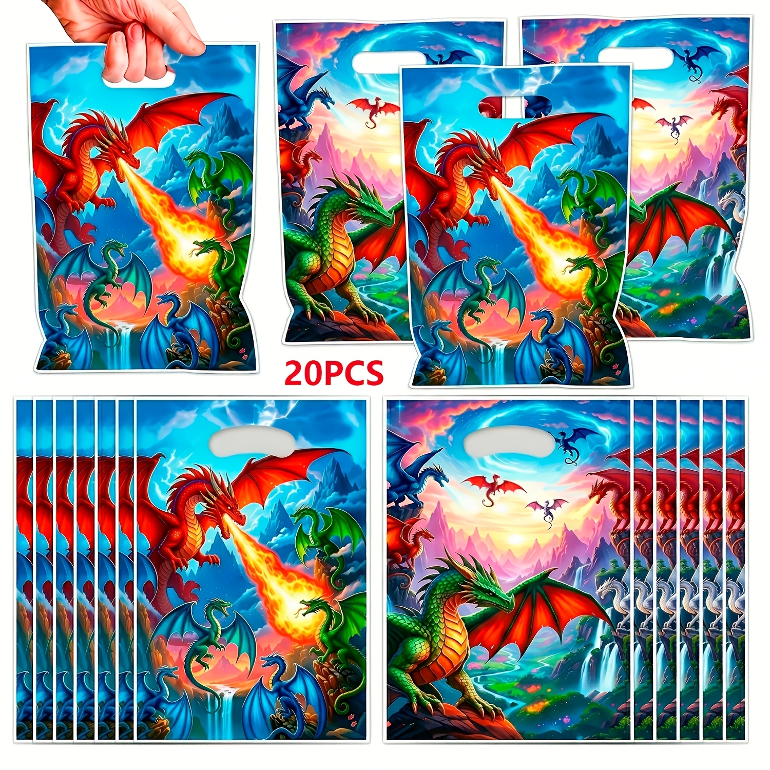 TEMU Cadeau Voor Haar/Hem 20 stuks Dinosaur Cadeautassen, Drakenfeest Cadeautassen met Handvatten, Verjaardagsfeest Cadeautassen, Verjaardagsfeest
