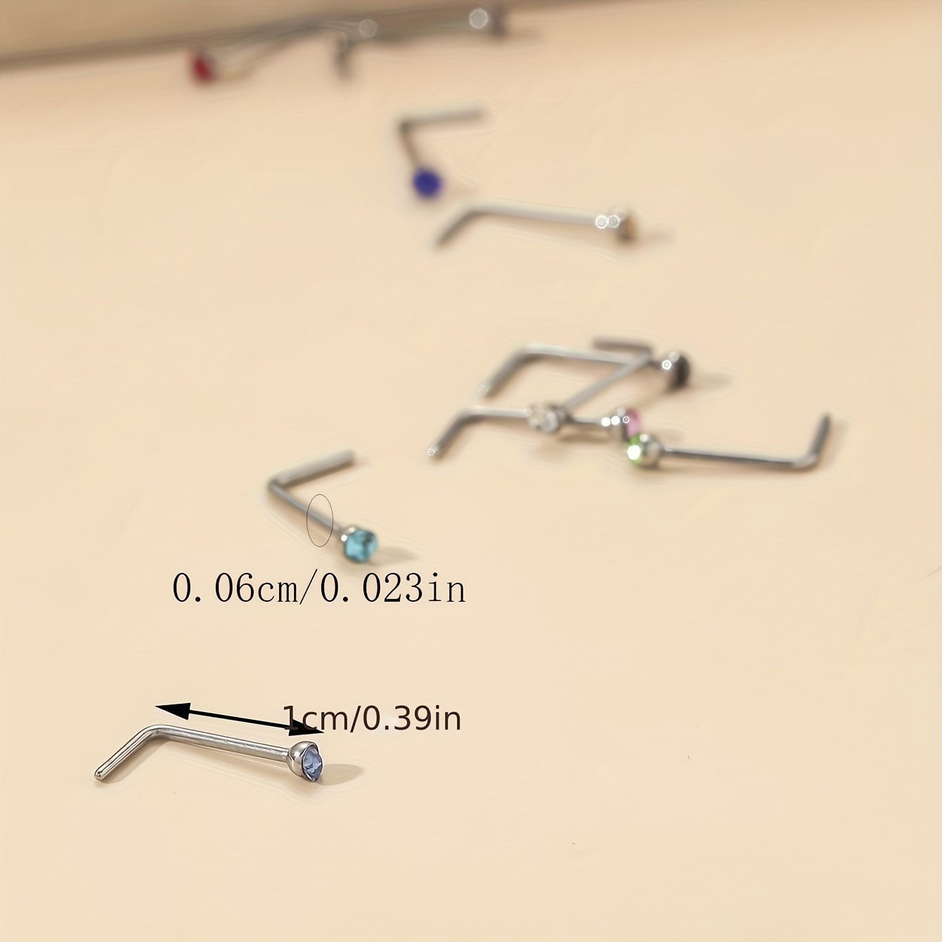 10pcs l shape nose ring inlaid shiny rhinestone stainless steel nose   accessories 4
