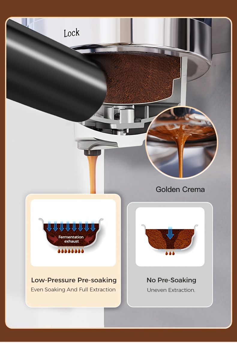 CAFELFFE Semi-Automatic Espresso Machine MK801 with Automatic Milk Frothing System, One-Touch Operation for Espresso, Latte & Cappuccino, 20BAR High Pressure, 1.3L Water Tank & 0.7L Milk Tank, Self-Cleaning Function, 1350W Power, 220-240V, Italian Semi-Automatic Coffee Maker with Digital Display & Temperature Control, Compact Design for Home & Office Use, Ideal for Coffee Lovers & Small Businesses, Cappuccino Machine, Latte Brewing, Modern Espresso, Sleek Coffee Maker, Durable, Coffee