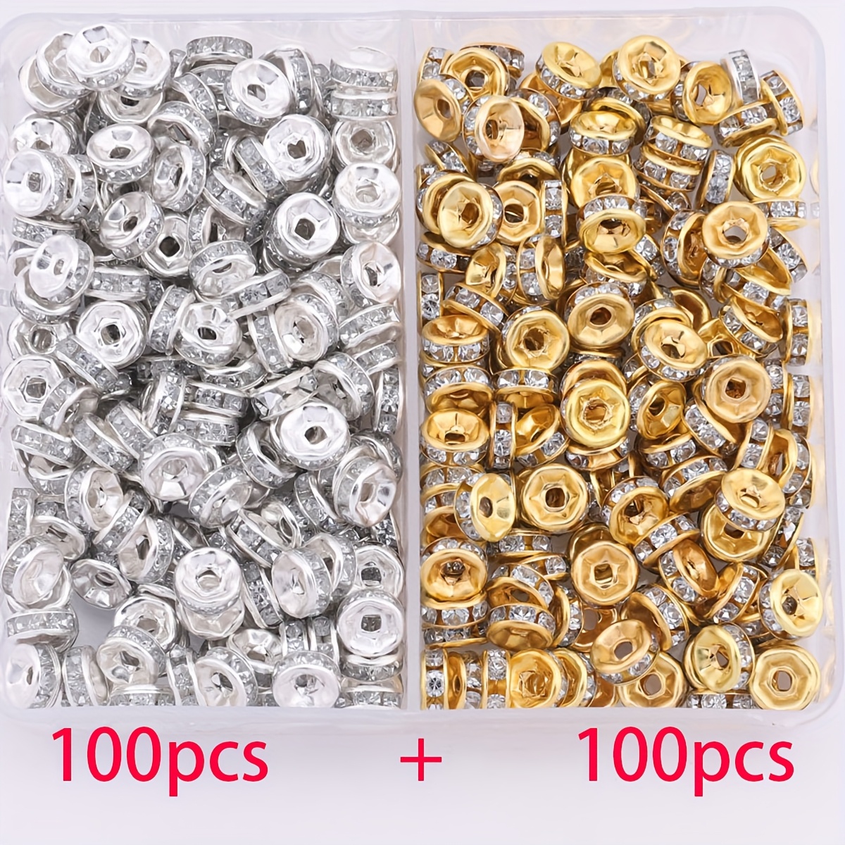 E-shop 200 Stück 6mm Spacer Perlen Set Kombination Zusätze Spacer Teile Spacer Perlen Schmuckherstellung Perlenbecher Lose Perlen Handstricken Perlen