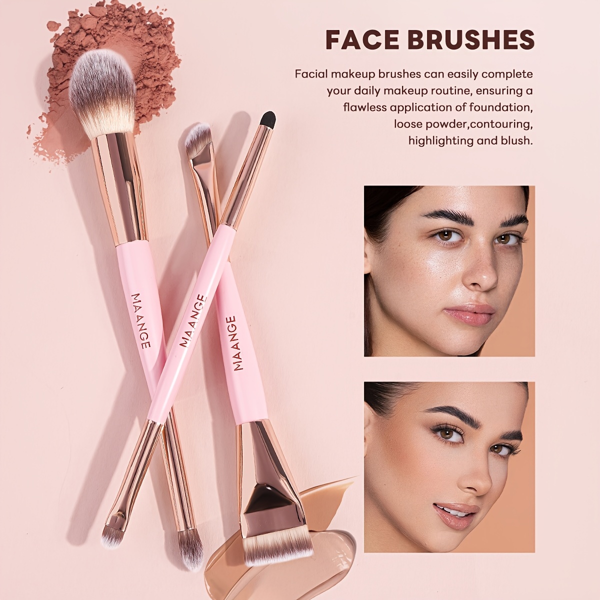 MAANGE Summer Pink 22pcs Soft Fluffy Makeup Brushes Set