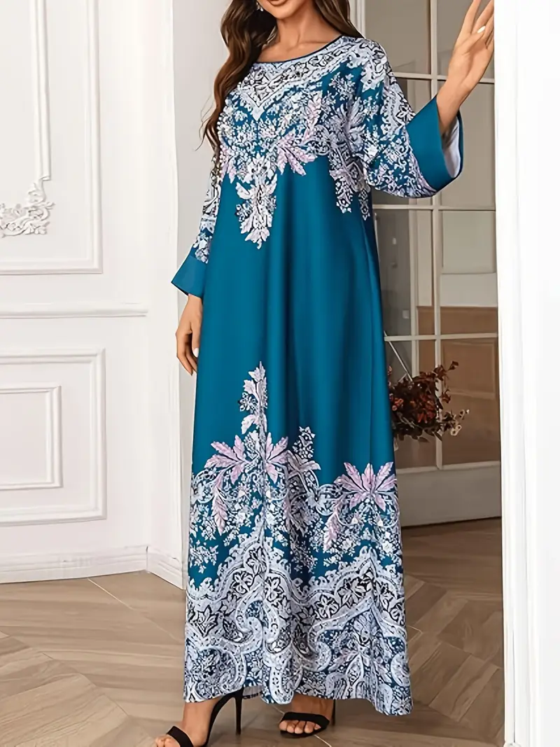 womens kaftan dress tunic maxi robe muslim long sleeve crew - Temu Bahrain womens kaftan dress tunic maxi robe muslim long sleeve crew - Temu Bahrain