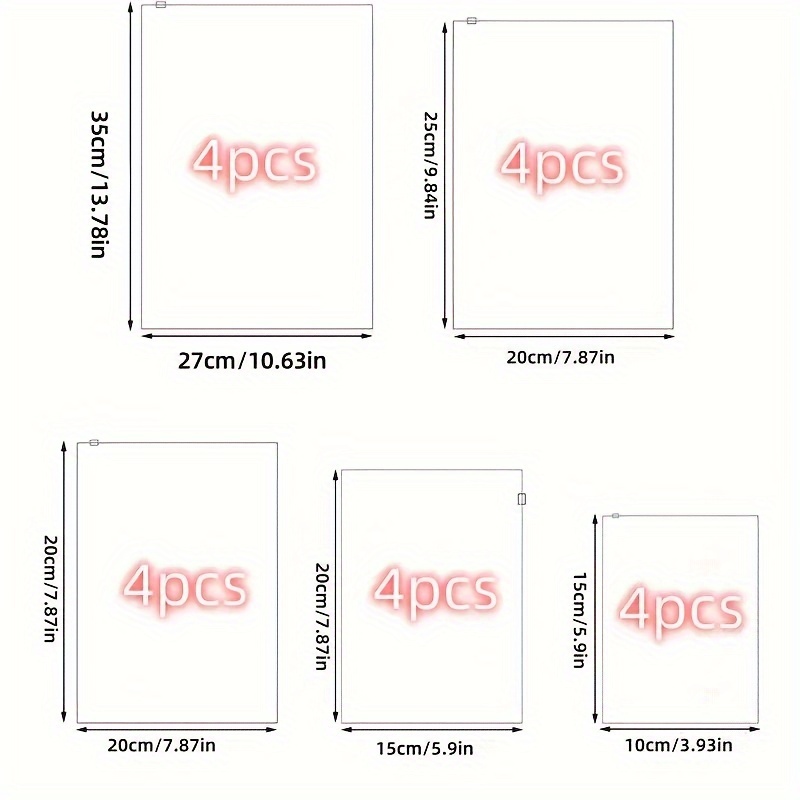TEMU 20pcs Set Of Transparent Luggage Organizing Bags, Frosted Storage Bags - Multifunctional Travel Classification Storage Bags - Travel Accessories