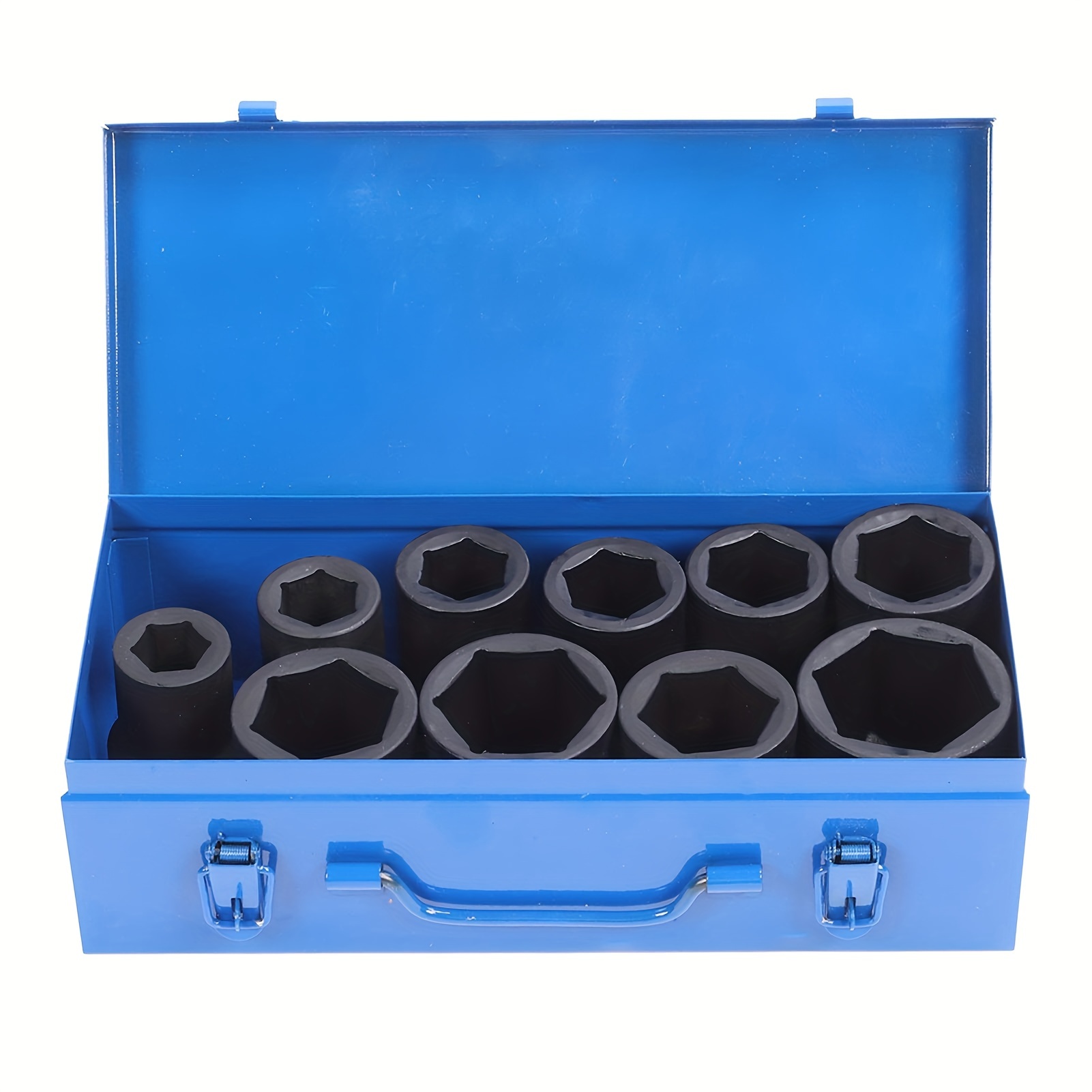 

11pcs Cr- Impact Socket Set, 1in Drive, Metric 22-50mm, 6-point, Black With Blue Storage Case - Mechanical