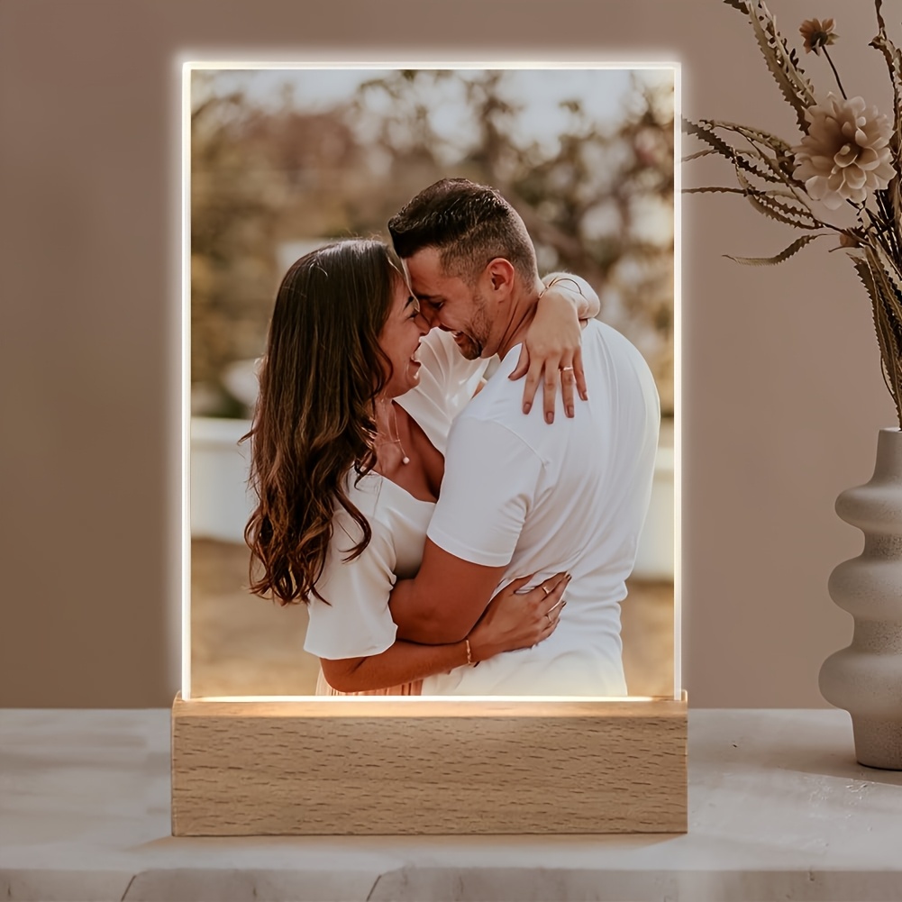 

1pc Modern Personalized Acrylic Photo Frame With Led Night Light - Customizable Usb Powered Collage Display, Ideal Gift For Kids, Babies, Pets, Girls, Boys