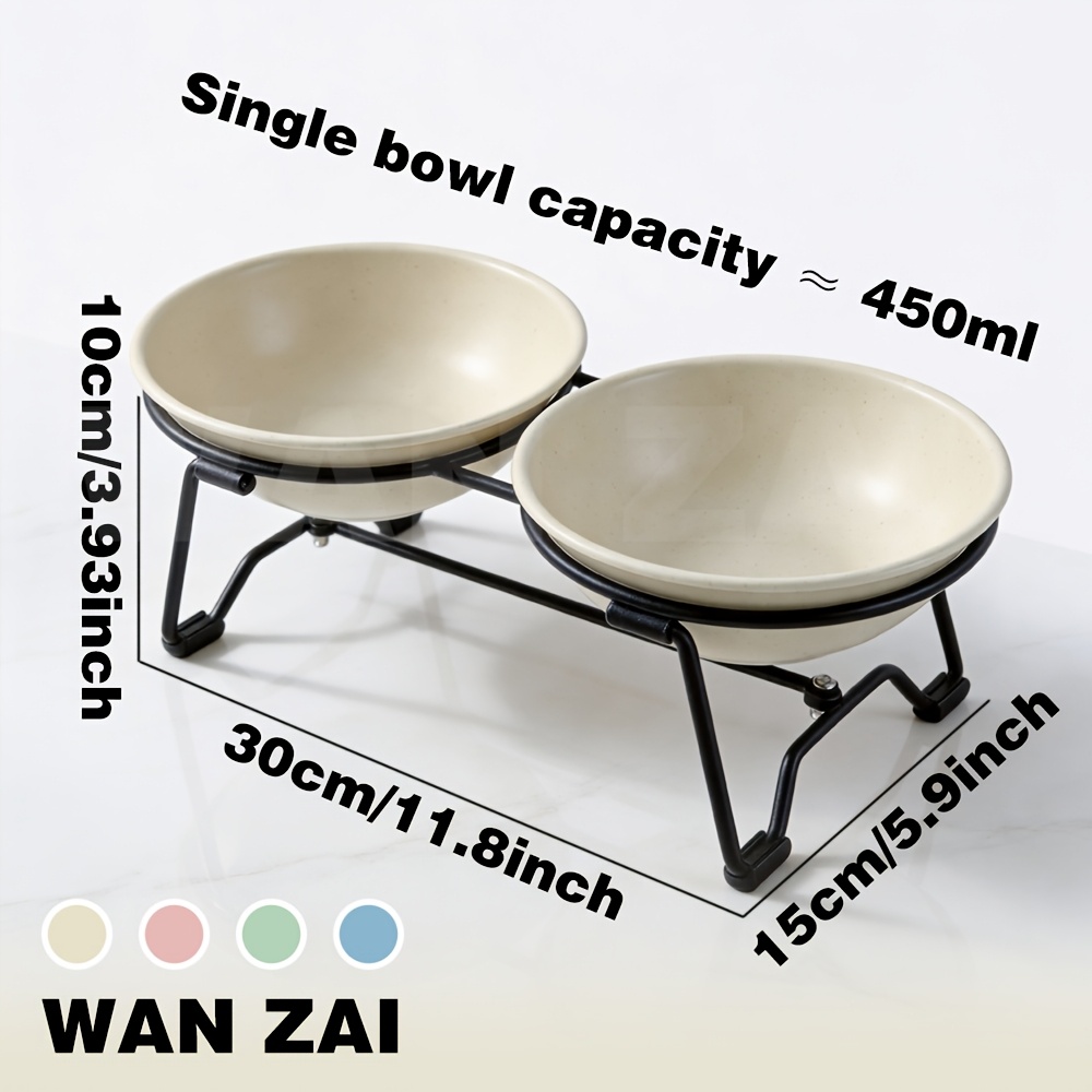 thickened anti slip elevated cat food bowl   style     wheat straw dual bowl feeder anti vomiting neck protection design with non slip pads   to clean large capacity multiple colors   for all cat Product details 1