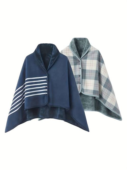 multi functional flannel shawl blanket cape office blanket button blanket set suitable for s to l of