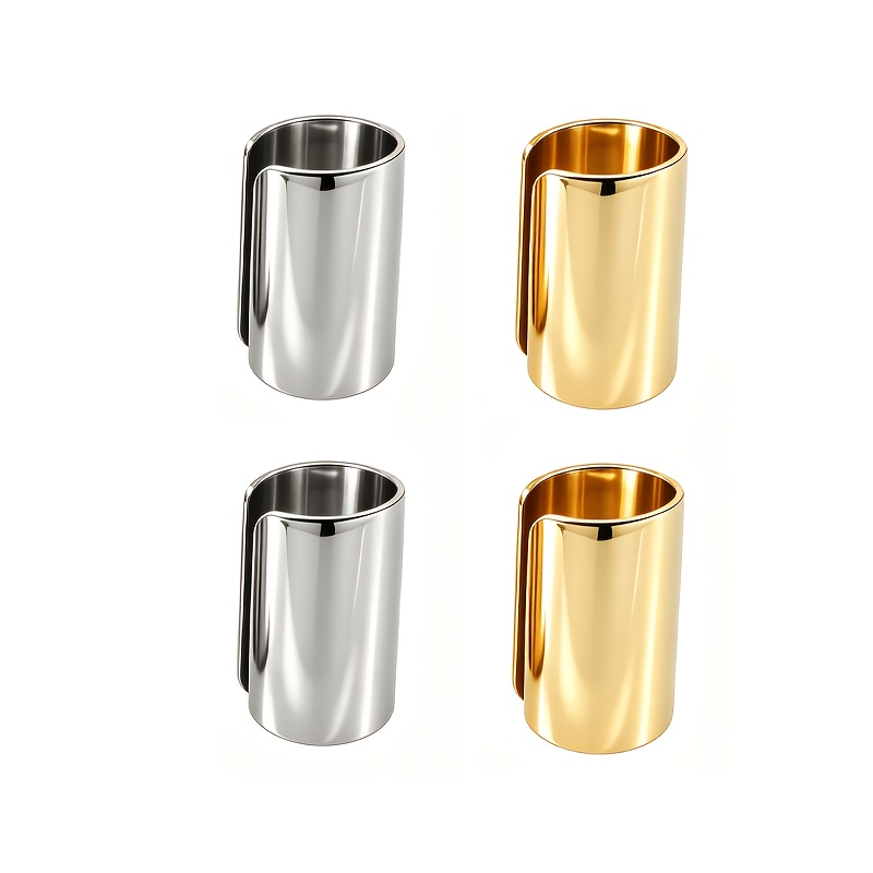 TEMU 4pcs Set, Couple's Style, Stainless Steel Geometric Pattern Non-piercing Ear Clips—stylish And High-end Clip-on Earrings, Comfortable , Suitable