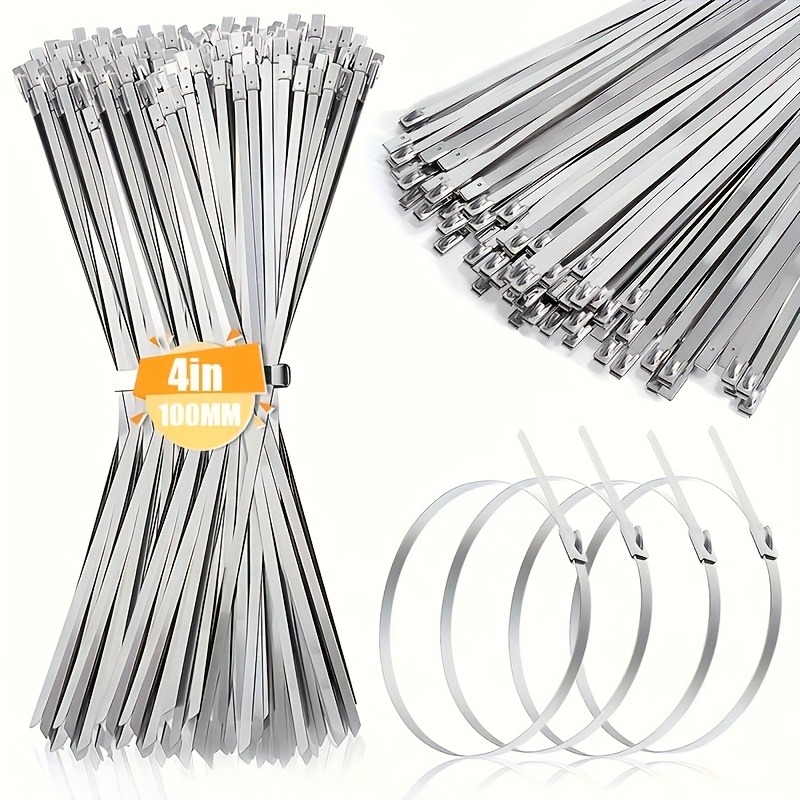 TEMU [marine Grade Cable Ties] 200pcs 304 Stainless Steel Cable Ties - Marine Grade, Heavy-duty Thickened, Strong Tensile Strength, Self-locking ,