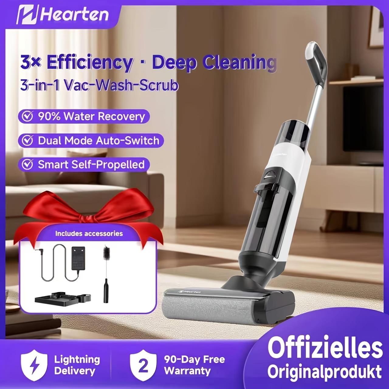 TEMU Vacuum Cleaner, 70kpa High Suction Lightweight Handheld Vacuum, 2-in-1 Vacuum Mop, -one Smart Washing And Mopping Machine With Self-cleaning