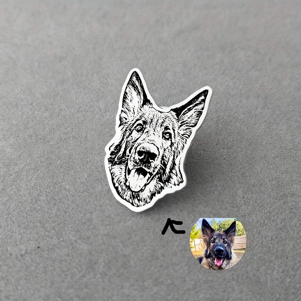 E-shop Individuelle Haustierporträt-Brosche, personalisierte Katzen-Hunde-Foto-Brosche, Familienfotobrosche aus Edelstahl, schwarze bedruckte