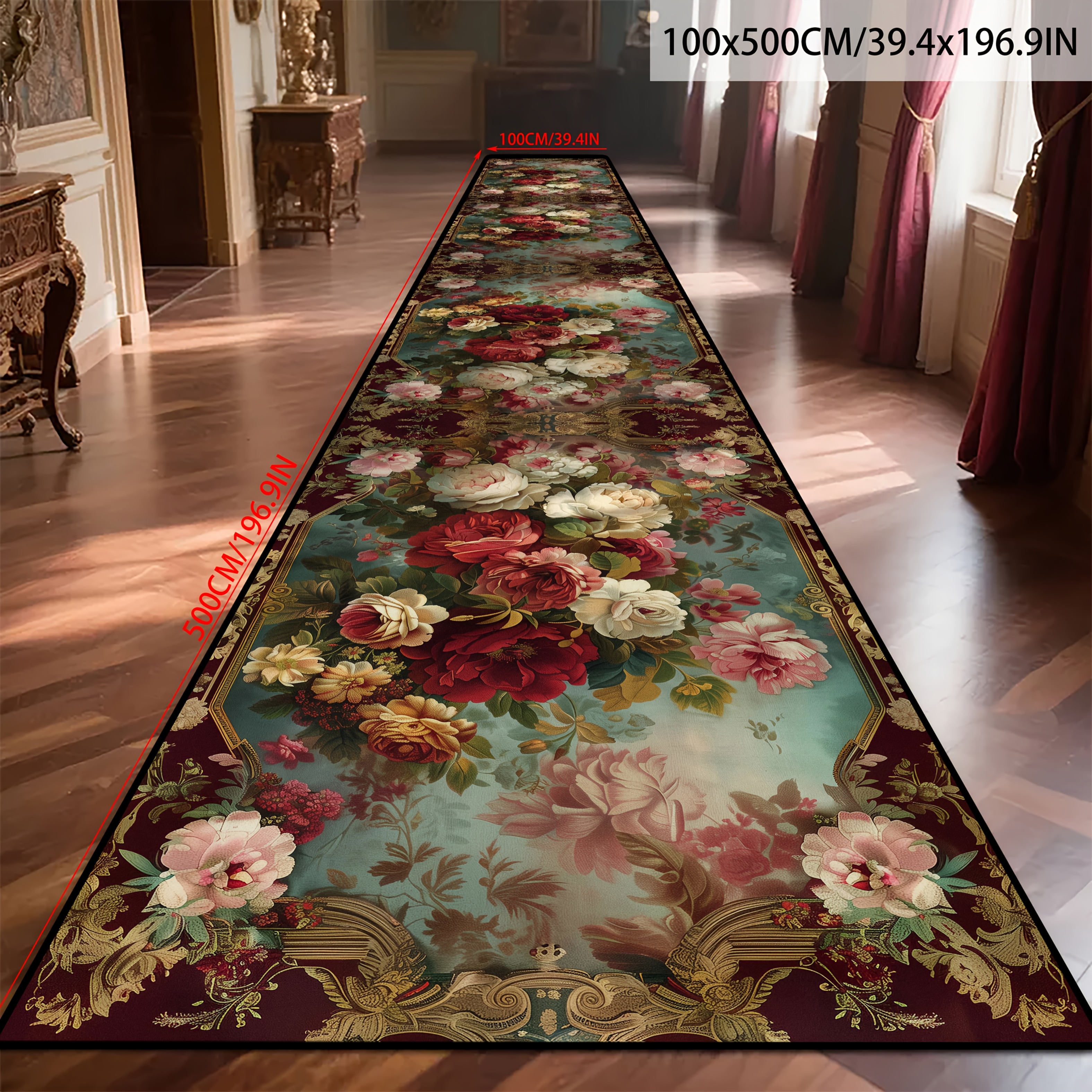 TEMU A []rug, Featuring Exquisite With A Luxurious Style And Floral Characteristics. And Comfortable High-end Polyester Kitchen Mat Is Washable And
