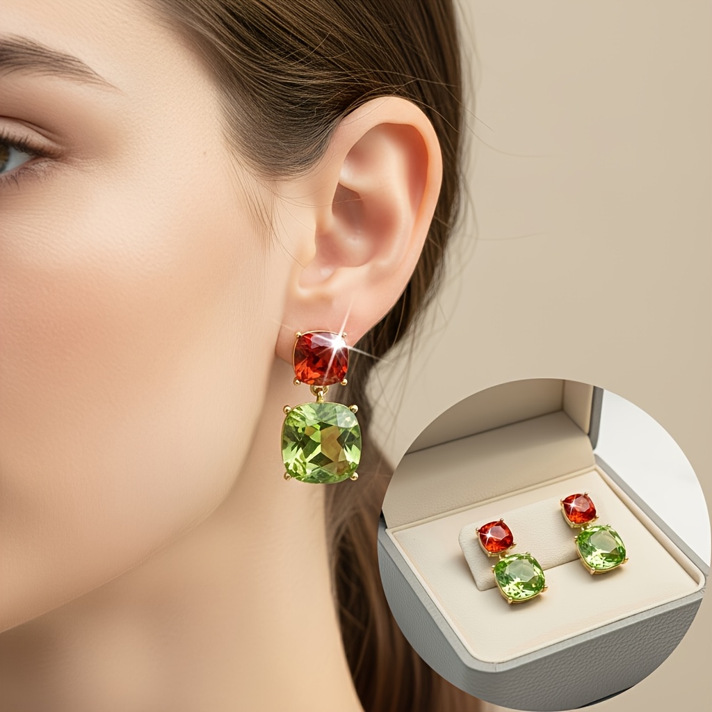 Elegant Vintage Two-Tone Square Candy-Shaped Women's Earrings