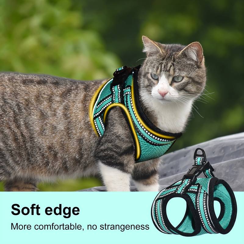 Escape Proof Cat Harness & Leash Set - Adjustable Vest Harness With Reflective Strips For Kittens & Cats
