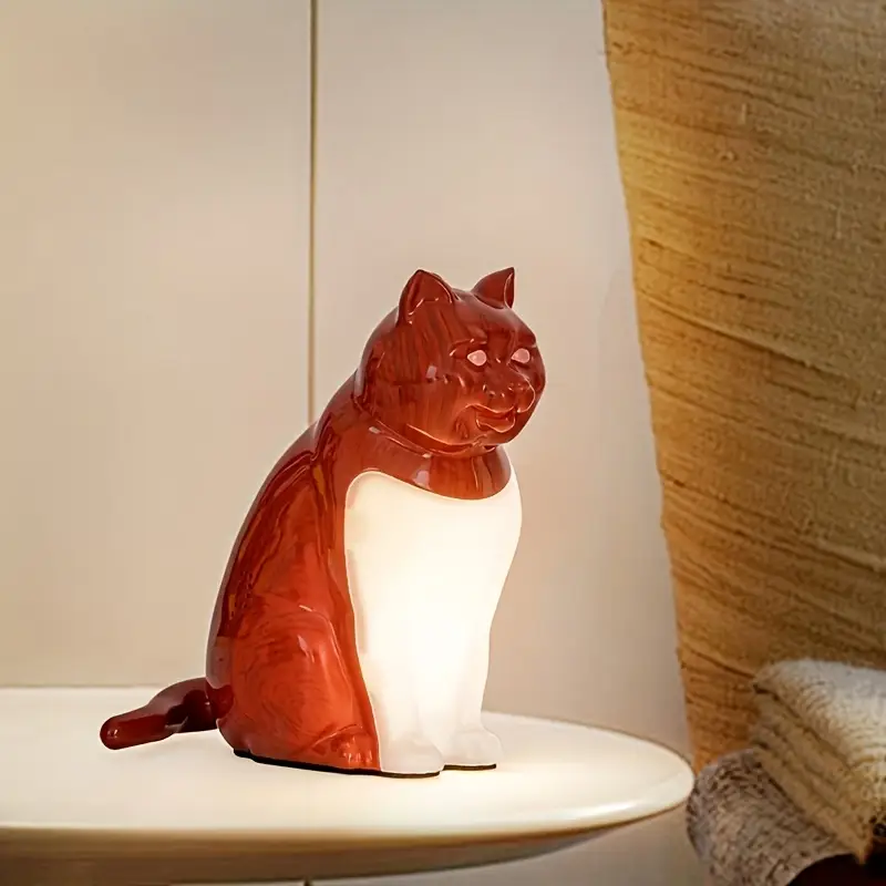cute cat shaped led table lamp with touch control usb rechargeable 3 color dimmable light for bedroom living room study and dining room gift for christmas and halloween cat decor Product details 9