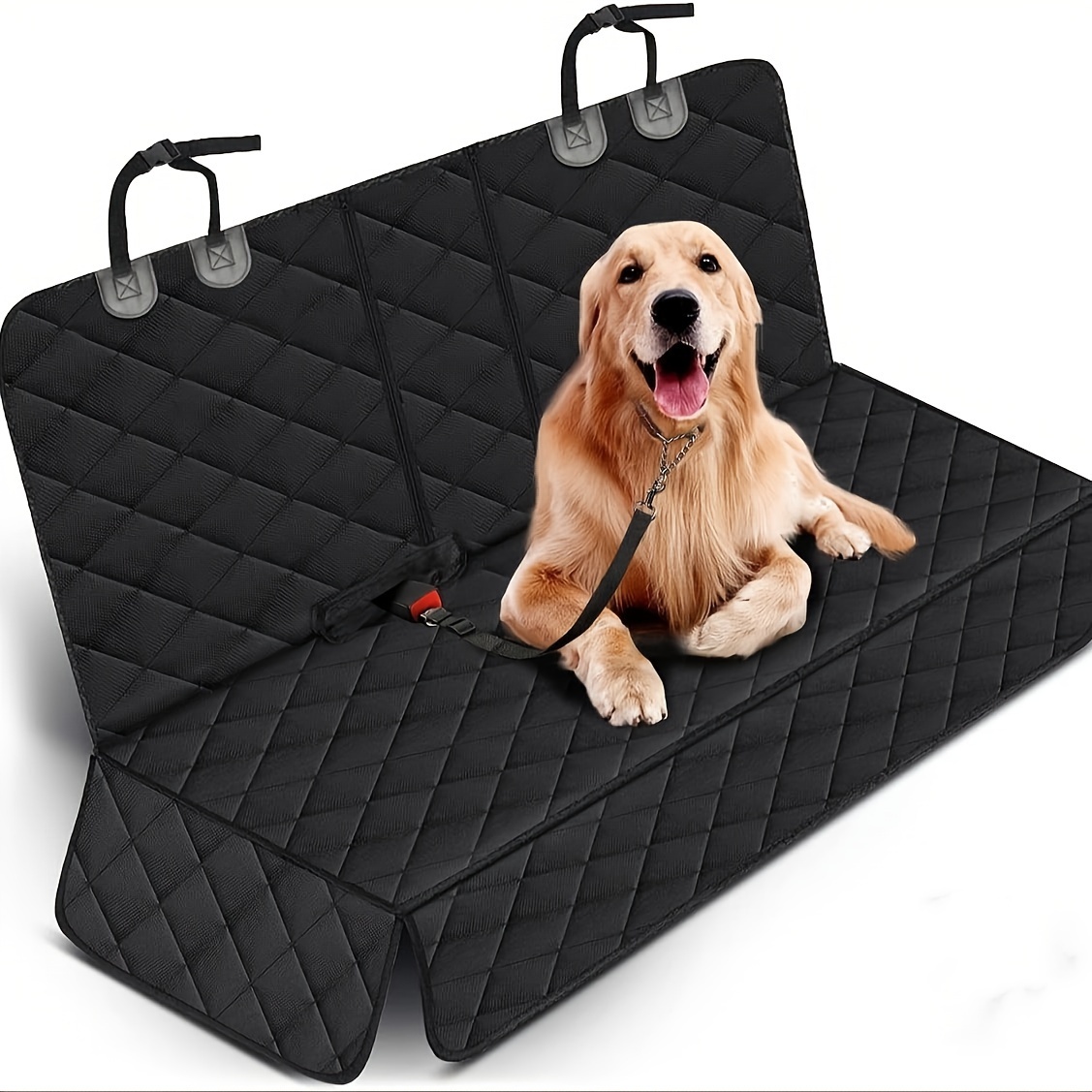 

Elevated Style| Deluxe Quilted Waterproof Dog Car Seat Cover - Non-slip, Nylon Pet With Adjustable Straps & Metal Hooks, Fits Most Cars, Trucks, Suvs - Black, Hammocks For Outside