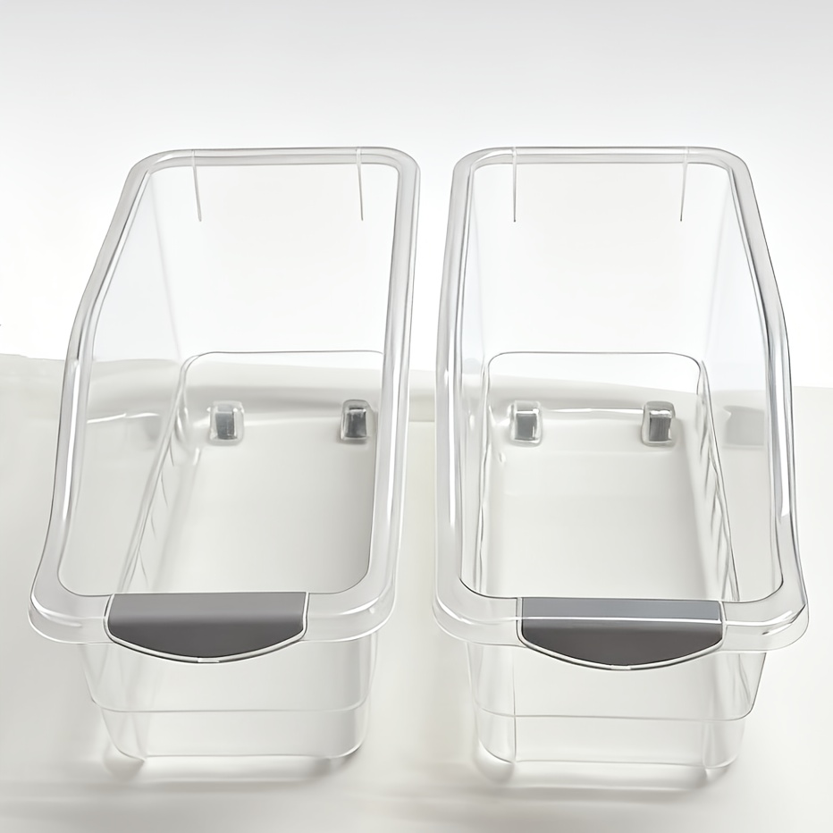 2pcs Clear Plastic Storage Boxs, Kithen Cabinet Storage With Wheels, Multi-use Bins For Cabinet, Fridge, Under The Sink, Laundry Room, For Cleaning Supplies