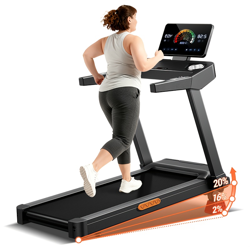 Image of 20% Maunal Incline Treadmill, Foldable Home Treadmill With Quiet 3.5 Motor, 400lbs Capacity