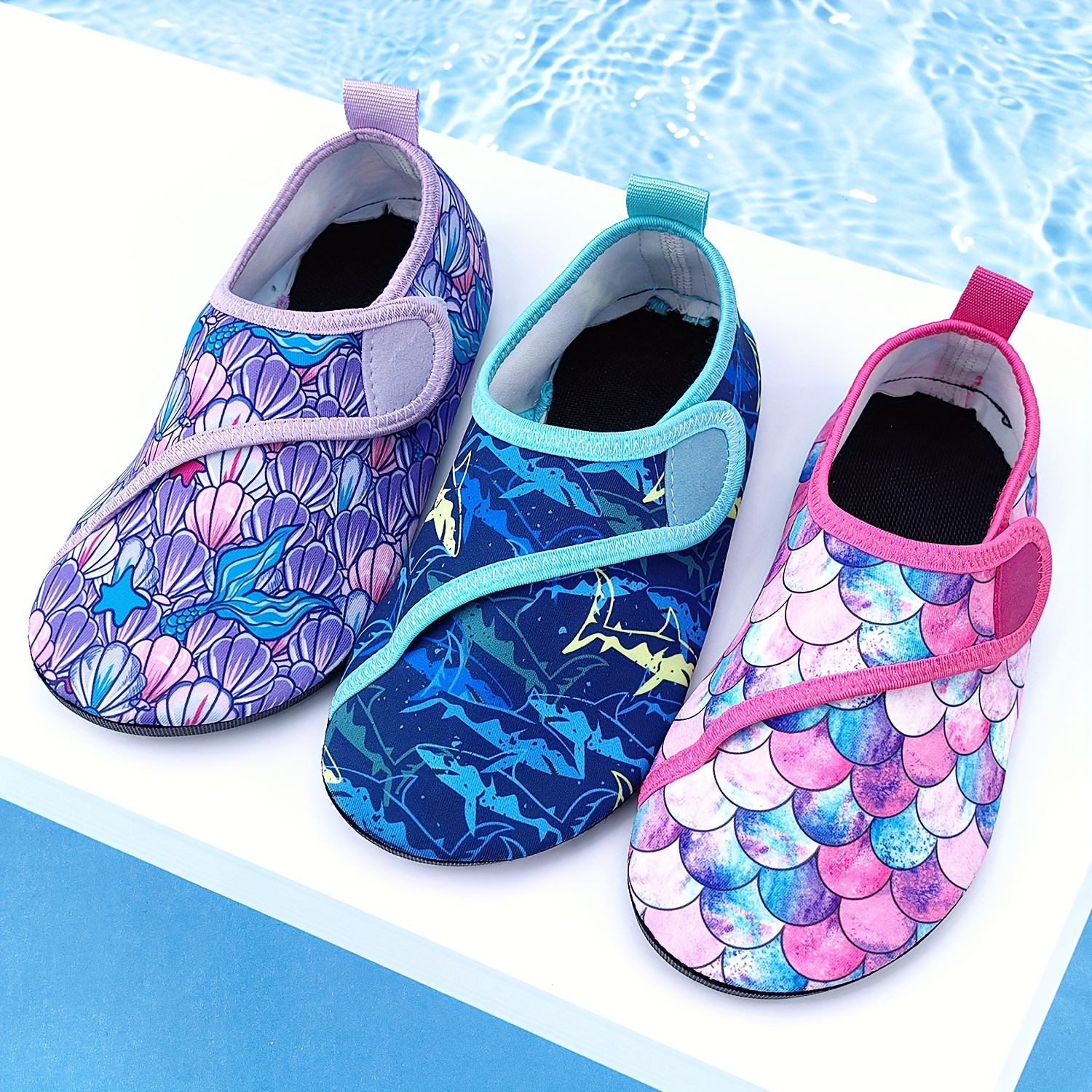

Colorful Water Shoes, Lightweight Quick Dry Aqua Socks, Girls Outdoor Summer Beach Swimming Shoes, Beach Shoes, Sports Swimming Shoes For Girls, Adjustable Thick Soft Soles