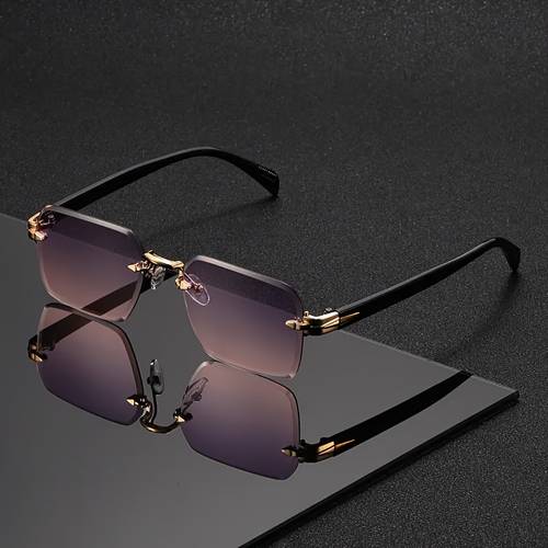 1 pair of new frameless square sunglasses for men street style fashion trend eyewear