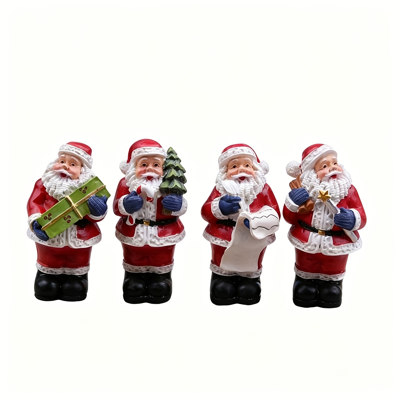 TEMU 4pcs Santa Claus Resin Ornament Set, Christmas Decoration Gift, Desktop Decor, Festive Atmosphere Enhancer For Halloween Thanksgiving Christmas